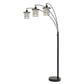 180 Watt Metal Floor Lamp with 3 Arms and Cage Shades, Black By Casagear Home