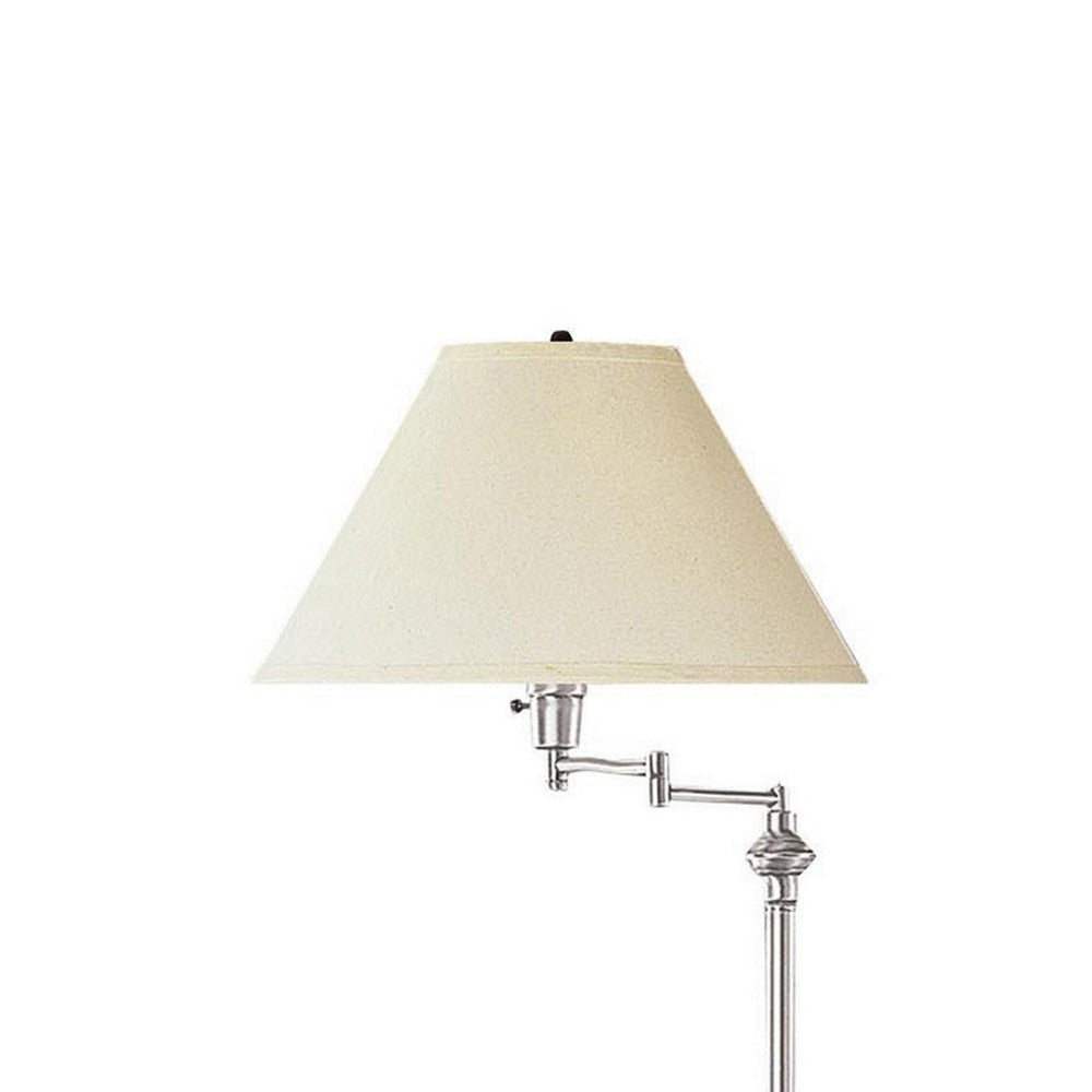 150 Watt Metal Floor Lamp with Swing Arm and Fabric Conical Shade Silver By Casagear Home BM220860