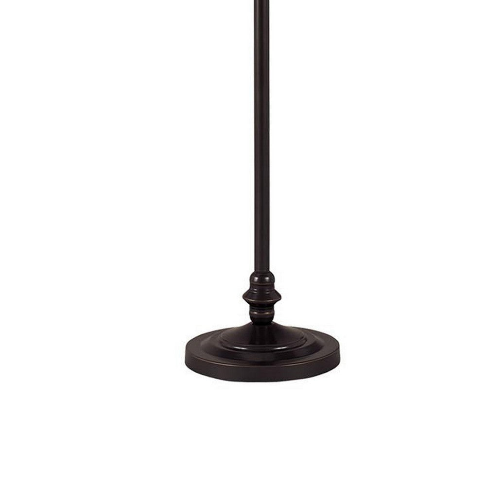 150 Watt Metal Floor Lamp with Swing Arm and Fabric Conical Shade Black By Casagear Home BM220861