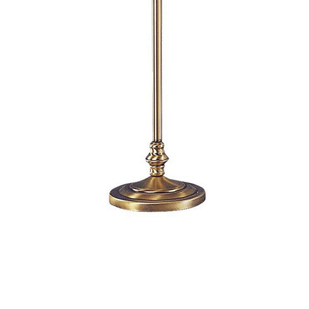 150 Watt 6 Way Metal Floor Lamp with Fabric Tapered Shade Gold By Casagear Home BM220863