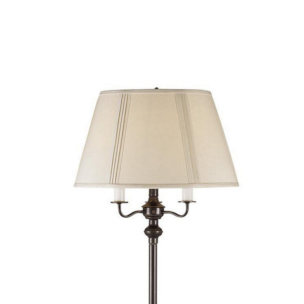 150 Watt 6 Way Metal Floor Lamp with Fabric Tapered Shade Bronze By Casagear Home BM220864