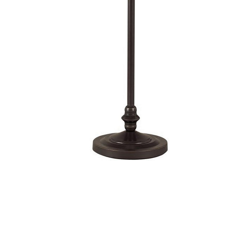 150 Watt 6 Way Metal Floor Lamp with Fabric Tapered Shade Bronze By Casagear Home BM220864