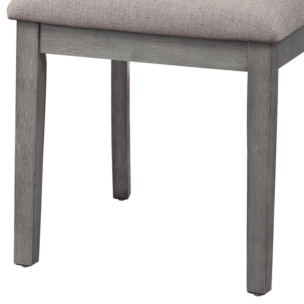 Vertical Slatted Curved Back Side Chair with Fabric Seat Set of 2 Gray By Casagear Home BM220888