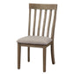 Vertical Slatted Curved Side Chair with Fabric Seat,Set of 2,Brown and Gray By Casagear Home BM220889