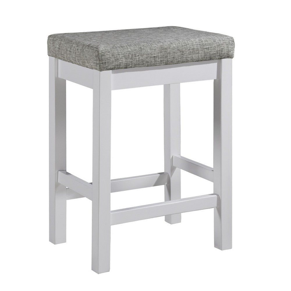 1 Drawer Counter Height Table with Backless Stools,Set of 4,White and Gray By Casagear Home BM220895