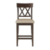 Fabric Wooden Counter Height Chair with Double X Back Design Brown By Casagear Home BM220898