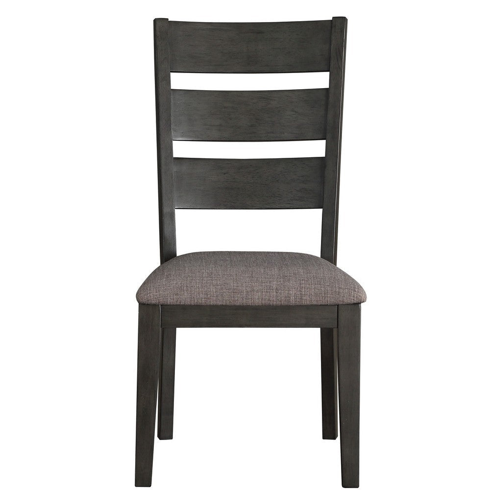 Transitional Wooden Side Chair Fabric Padded Seat Set of 2 Gray By Casagear Home BM220920