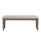 Rectangular Style Wooden Bench with Fabric Upholstered Seat,Brown and Beige By Casagear Home BM220934