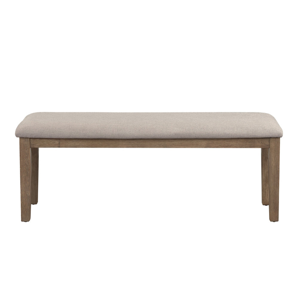 Rectangular Style Wooden Bench with Fabric Upholstered Seat,Brown and Beige By Casagear Home BM220934