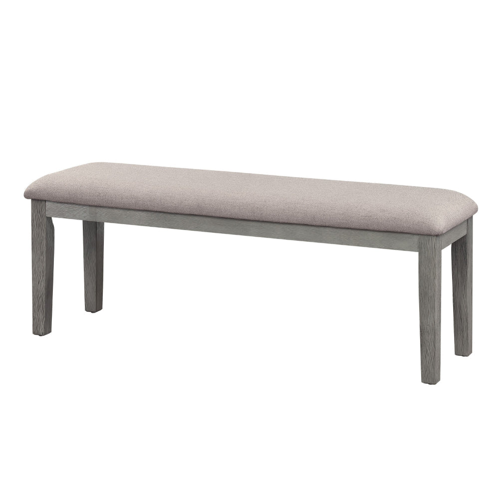 Rectangular Style Wooden Bench with Fabric Upholstered Seat Gray By Casagear Home BM220936