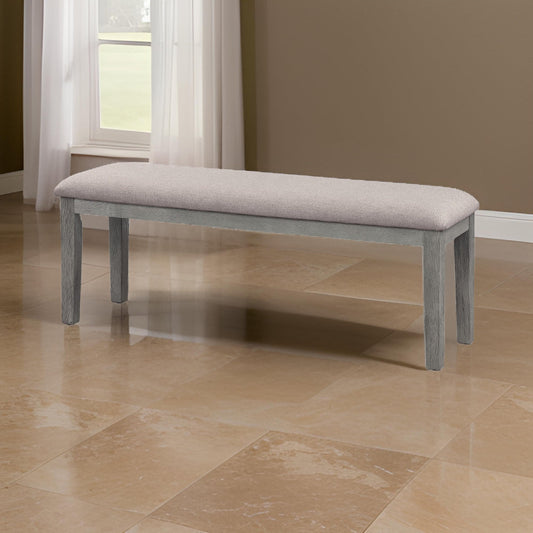 Rectangular Style Wooden Bench with Fabric Upholstered Seat, Gray By Casagear Home