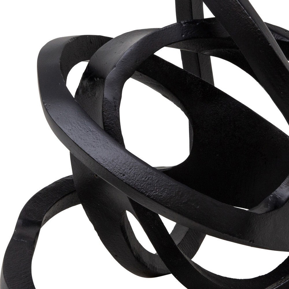 Metal Accent Decor with Interconnected Knot Design Black By Casagear Home BM221165