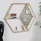 Hexagonal Shaped Metal Wall Shelf with 2 Display Cases Gold and White By Casagear Home BM221173