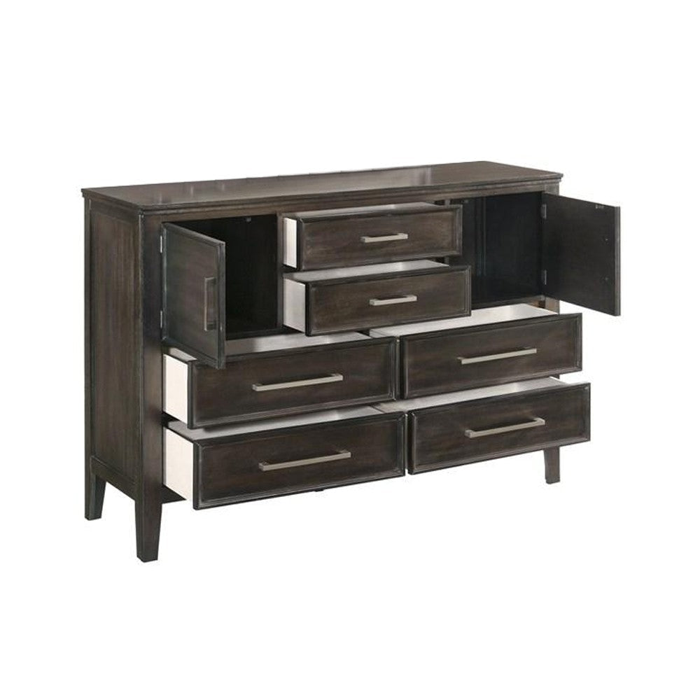 Wooden Dresser with 6 Spacious Drawers and 2 Cabinets Brown By Casagear Home BM221225