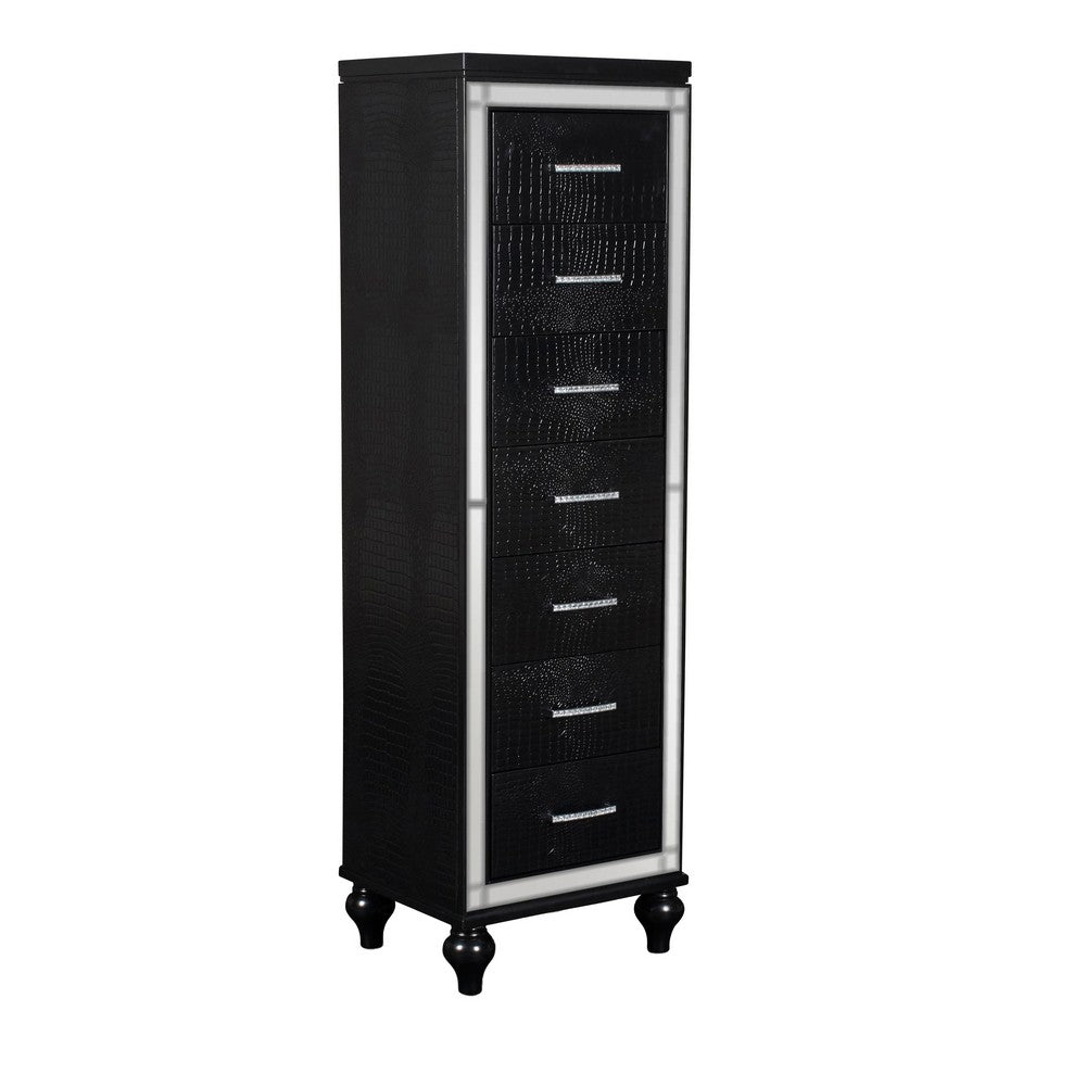 63’ 7-Drawer Lingerie Chest with Mock Croc Panels Black By Casagear Home BM221234