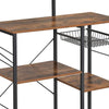 Wooden Utility Storage with 5 Shelves and Wire Basket Brown and Black BM221272