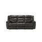 Leatherette Power Recliner Sofa with Split Back and USB Plug In Black By Casagear Home BM221412