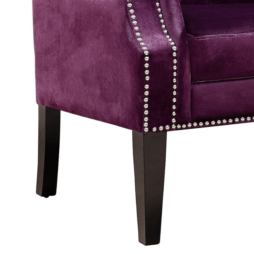 Fabric Upholstered Loveseat with Button Tufted Tall Backrest Purple By Casagear Home BM221606