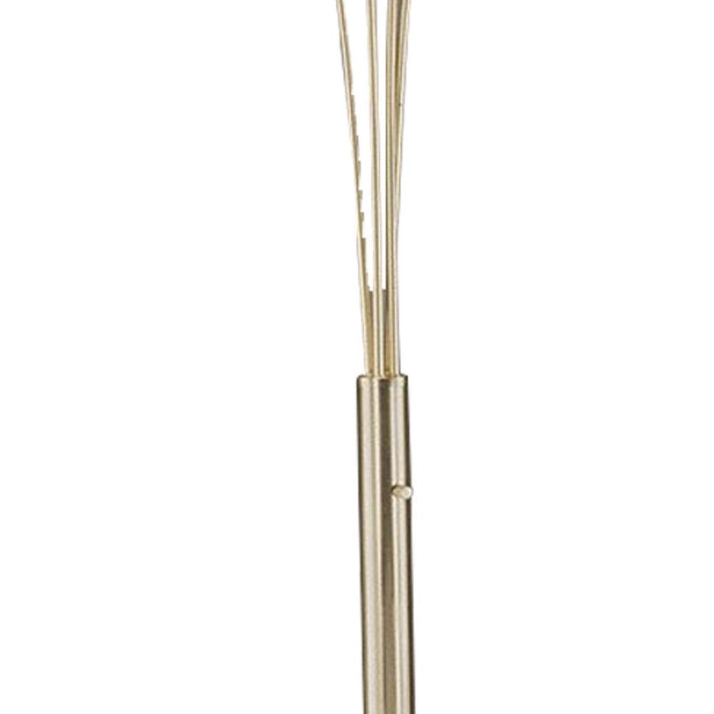 Metal Arc Floor Lamp with 4 Hanging Crystal Lights Black and Gold By Casagear Home BM221630