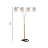 Metal Arc Floor Lamp with 4 Hanging Crystal Lights Black and Gold By Casagear Home BM221630