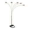 Contemporary Arched Metal Floor Corded Lamp with 5 Lights, Black and Silver By Casagear Home