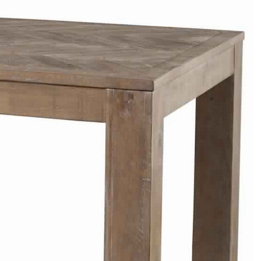 Rectangular Wooden Dining Table with Block Legs Weathered Brown By Casagear Home BM222466