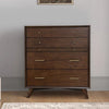 4 Drawer Mid Century Modern Wooden Chest with Pull Out Tray Brown By Casagear Home BM222503