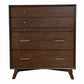 4 Drawer Mid Century Modern Wooden Chest with Pull Out Tray, Brown By Casagear Home