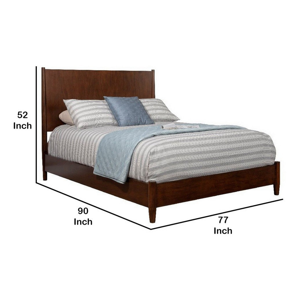 Mid Century Modern Wooden California King Bed with Round Legs Brown By Casagear Home BM222505