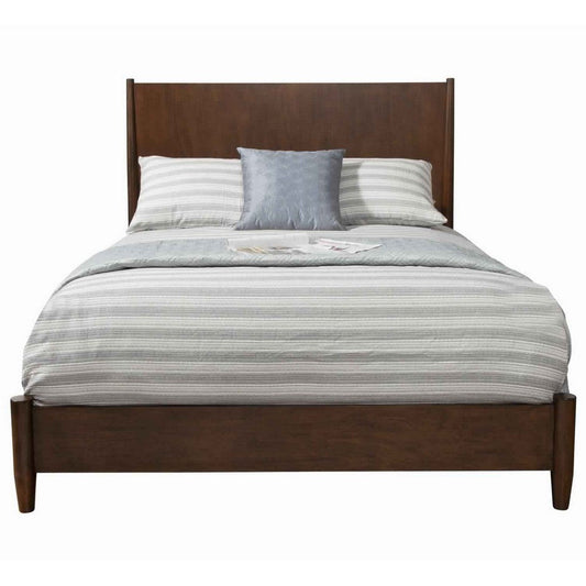 Mid Century Modern Wooden Standard King Bed with Round Legs, Brown By Casagear Home