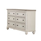 6 Drawer Wooden Dresser with Distressed Detail, Antique White and Brown By Casagear Home