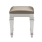 Leatherette Padded Vanity Stool with Tapered Legs and Molded Detail Silver By Casagear Home BM222649