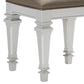 Leatherette Padded Vanity Stool with Tapered Legs and Molded Detail Silver By Casagear Home BM222649