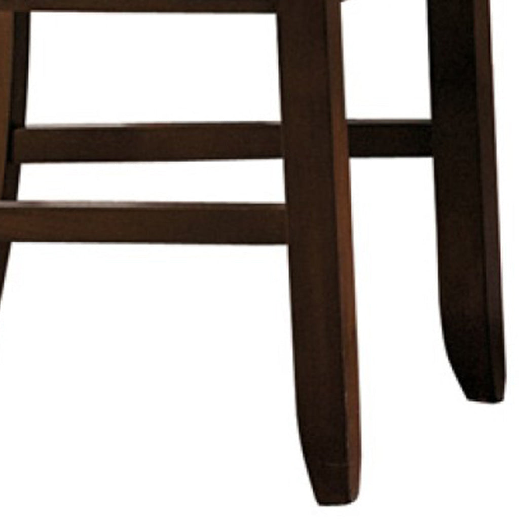 Faux Leather Upholstered Wooden Side Chair with Ladder Back Design Set of 2 Brown By Casagear Home BM222673