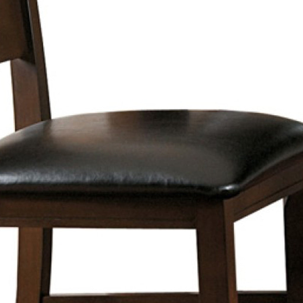 Faux Leather Upholstered Wooden Side Chair with Ladder Back Design Set of 2 Brown By Casagear Home BM222673