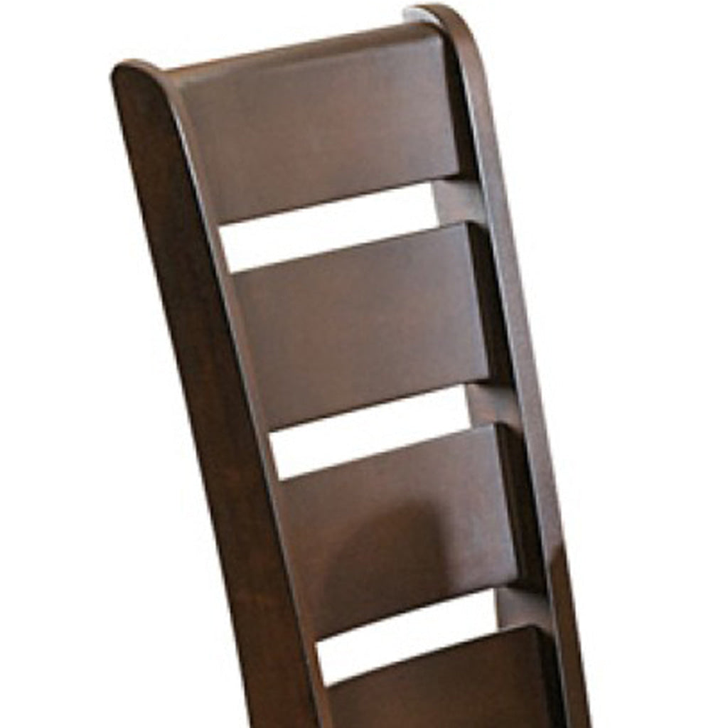 Faux Leather Upholstered Wooden Side Chair with Ladder Back Design Set of 2 Brown By Casagear Home BM222673