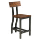 Wooden Counter Height Chair with Metal Block Legs and Curved Back, Brown By Casagear Home