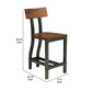 Wooden Counter Height Chair with Metal Block Legs and Curved Back Brown By Casagear Home BM222708