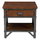 Wooden Nightstand with Metal Block Legs and Open Shelf Brown By Casagear Home BM222710