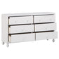 6 Drawer Wooden Dresser with Turned Legs and Round Knobs White By Casagear Home BM222739