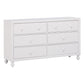 6 Drawer Wooden Dresser with Turned Legs and Round Knobs, White By Casagear Home