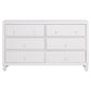 6 Drawer Wooden Dresser with Turned Legs and Round Knobs White By Casagear Home BM222739