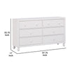 6 Drawer Wooden Dresser with Turned Legs and Round Knobs White By Casagear Home BM222739