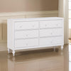 6 Drawer Wooden Dresser with Turned Legs and Round Knobs White By Casagear Home BM222739