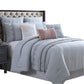 Valletta 8 Piece King Comforter Set with Embroidery and Pleats , Gray By Casagear  Home