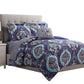 Split 6 Piece Reversible Printed Twin Size Complete Bed Set Blue By Casagear Home BM222765