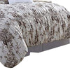 Lyon 6 Piece Floral King Comforter Set with Shirring The Urban Port Beige and Brown By Casagear Home BM222809