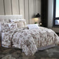 Lyon 6 Piece Floral King Comforter Set with Shirring The Urban Port Beige and Brown By Casagear Home BM222809