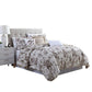 Lyon 6 Piece Floral King Comforter Set with Shirring The Urban Port, Beige and Brown By Casagear Home