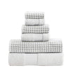 Porto 6 Piece Dual Tone Towel Set with Jacquard Grid Pattern The Urban Port, White By Casagear Home